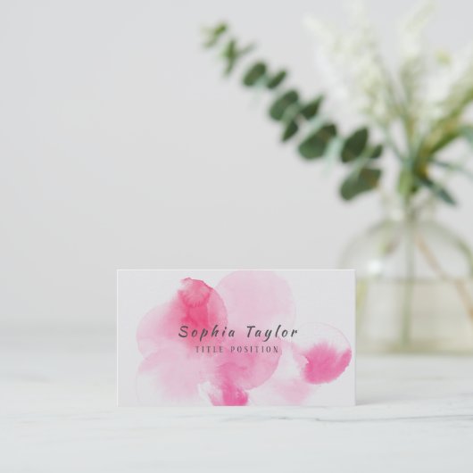 Waterverf Roze plastic Visitekaartje (Staand voorkant)