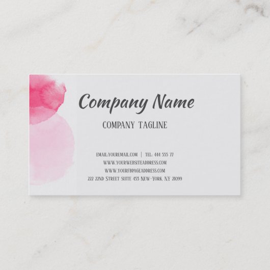 Waterverf Roze plastic Visitekaartje (Achterkant)