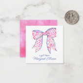 Waterverf roze polaire dot bow-gift behuizing notitiekaartje (Voorkant / Achterkant in situ)
