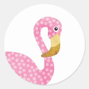 Waterverf Roze Polka Dot Flamingo Ronde Sticker