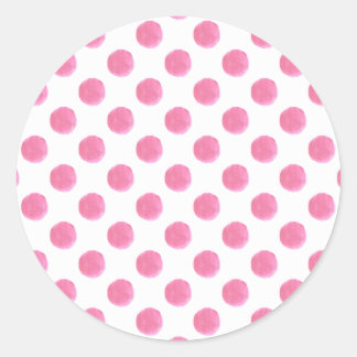 waterverf roze polka dots dop design ronde sticker