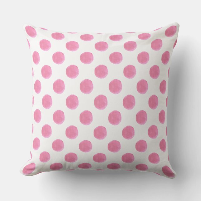 waterverf roze polka dots dotty outdoor kussen (Voorkant)