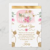 Waterverf Roze pomkin Gold Glitter Birthday Bedankkaart (Voorkant / Achterkant)