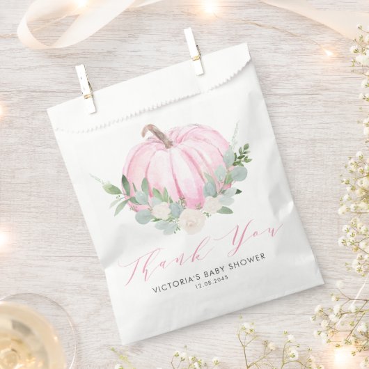 Waterverf roze pompoen herfst Baby shower Bedankzakje (Geknipt)