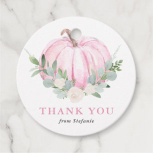 Waterverf roze pompoen Herfst Baby shower dank u Bedankjes Labels