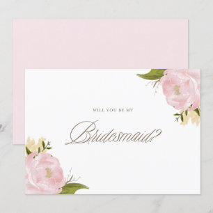 Waterverf roze pony's zullen mijn Bridesmaid zijn Kaart