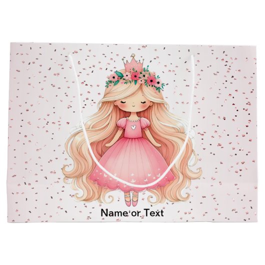 Waterverf Roze Prinses Verjaardagsfeest Schattige Groot Cadeauzakje (Achterkant)