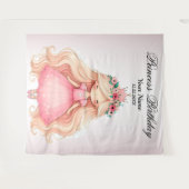 Waterverf Roze Prinses Verjaardagsfeest Schattige Wandkleed (Voorkant (horizontaal))