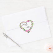Waterverf roze rand bride en bruin hart sticker (Envelop)