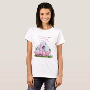 Waterverf Roze Retro Camper Caravan T-shirt