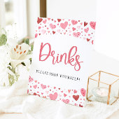 Waterverf roze rode harten Valentijn Drinken teken Reclamebord Met Voetstuk