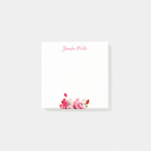 Waterverf Roze Rode Rozen Bloemen Sjabloon Script Post-it® Notes