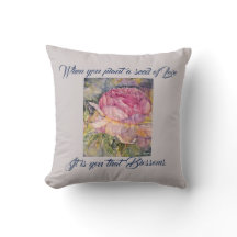 Waterverf Roze Roos Liefdespoëzie Kussensloop