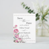 Waterverf Roze Roos Save the Date Briefkaart (Staand voorkant)