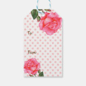 Waterverf Roze Rose Polka Dot Valentijnsdag Cadeaulabel (Achterkant)