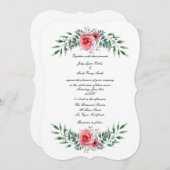 Waterverf Roze Roze Greenery Foliage Invitation Kaart (Voorkant / Achterkant)