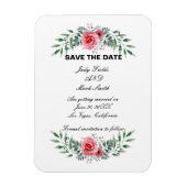 Waterverf roze roze groene foliage bespaart datum magneet (Verticaal)