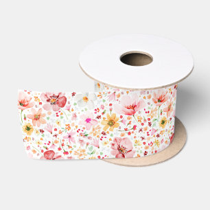 Waterverf Roze Roze Wilde Bloem Patronen Elegant  Lint