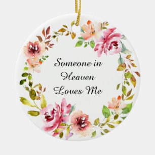 Waterverf Roze Roze Wreath Memorial Keepslag Keramisch Ornament