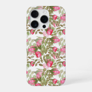 Waterverf roze rozen bloemen bloem romantisch prin iPhone 16 pro hoesje