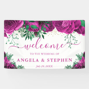 Waterverf Roze Rozen Bruiloft Welkom Spandoek