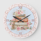 Waterverf Roze Rozen en Boek Bloemen Grote Klok (Voorkant)