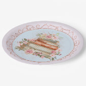 Waterverf  Roze Rozen en Boek Bloemen Papieren Bordje (Gekanteld)