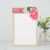 Waterverf roze rozen Floral om lijst te doen Briefpapier (Staand voorkant)