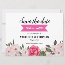Waterverf Roze Rozen Huwelijk Save The Date