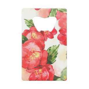 Waterverf Roze rozen Kredietkaart Flessenopener