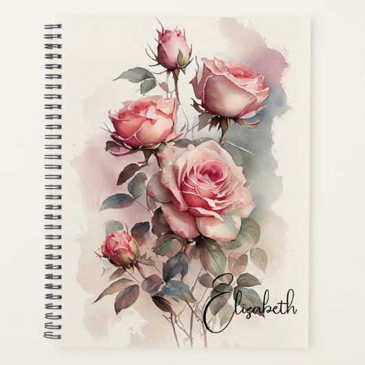 Waterverf Roze rozen Planner (Voorkant)