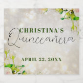 Waterverf roze rozen Quinceañera Sparkling Wijnetiket (Enkel label)