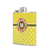 Waterverf roze rozen rode papavers met een groot m heupfles (Links)