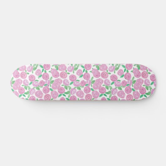 Waterverf, roze rozen skateboard (Horizontaal)