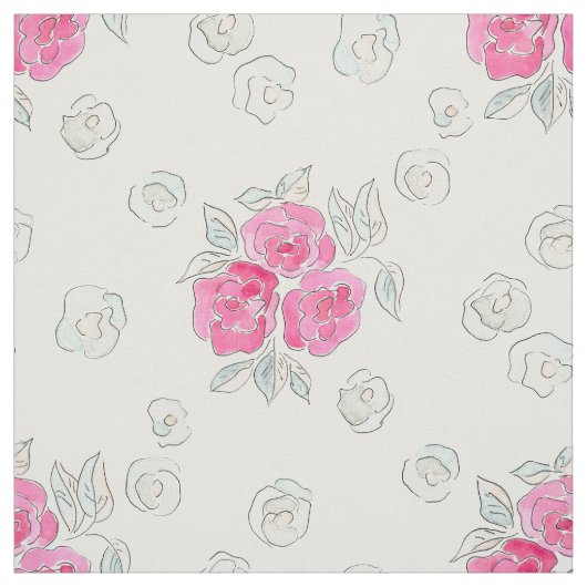 WATERVERF . Roze rozen . Stof (Swatch)