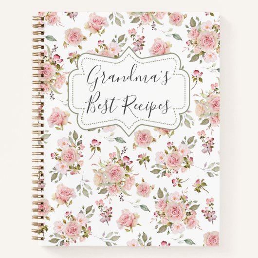 Waterverf Roze Rozenbloemen Bloemen Bloemen Grootm Notitieboek (Voorkant)