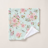 Waterverf Roze Rozenbloemen Bloempatroon Bad Handdoek (Wasdoekje)