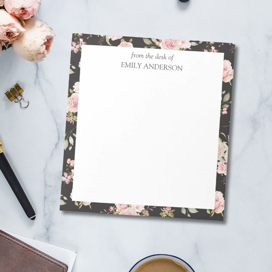 Waterverf Roze Rozenbloemen Bloempatroon Notitieblok