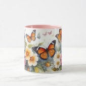 Waterverf Roze Serie Vlinder Bloem Mok (Midden)