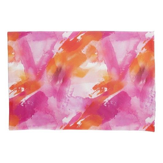 Waterverf Roze Sinaasappel Abstract Kussensloop (Voorkant)