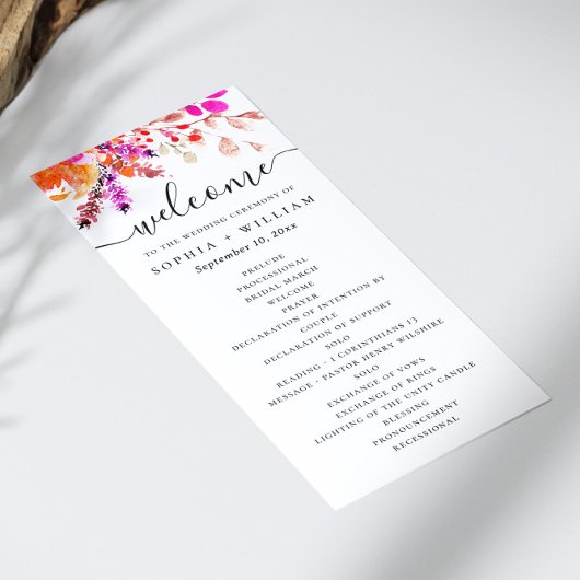 Waterverf roze sinaasappel herfst bloemenschrift b programma