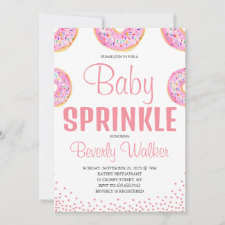 Waterverf Roze Sprinkle Donuts Baby shower Kaart