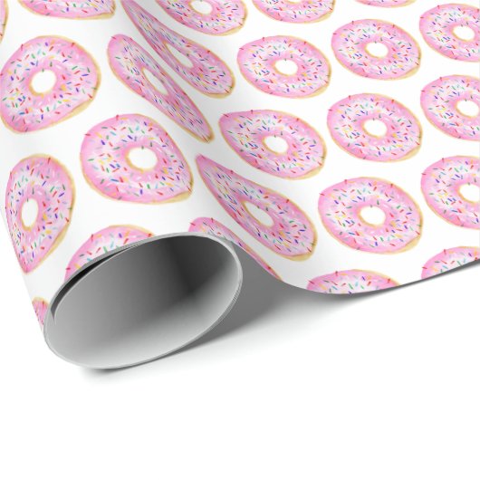 Waterverf Roze Sprinkle Donuts Pattern Cadeaupapier (Rol Hoek)