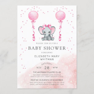 Waterverf Roze Stardust Elephant Baby shower Kaart