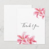 Waterverf Roze Stargazer Lilies Bedankkaart (Voorkant / Achterkant)