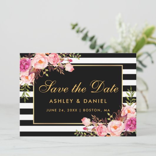 Waterverf Roze stomp Save The Date (Staand voorkant)