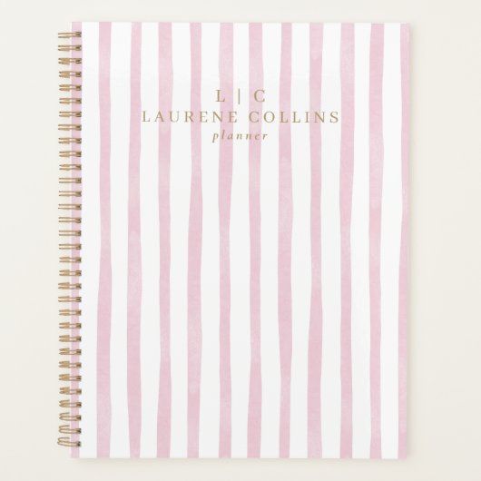 Waterverf Roze Strepen Moderne Planner (Voorkant)