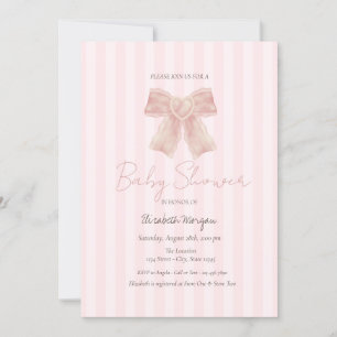 Waterverf Roze Strik Babyshower Kaart