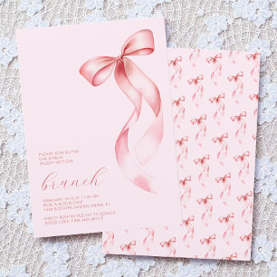 Waterverf Roze Strik Chic Galentine's Day Brunch Kaart