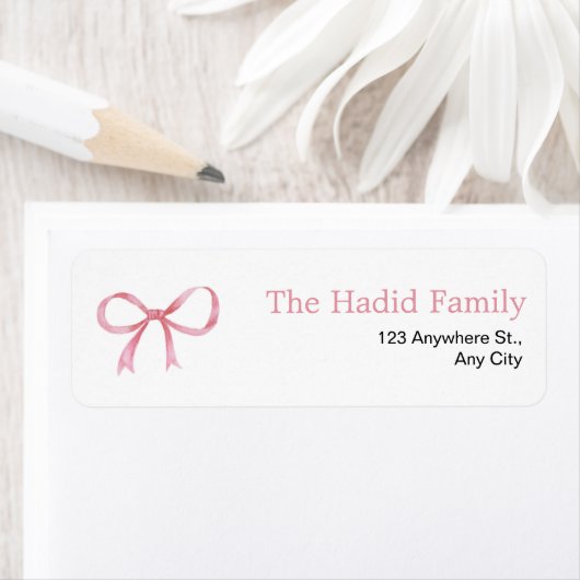 Waterverf Roze Strik  Etiket (Insitu)